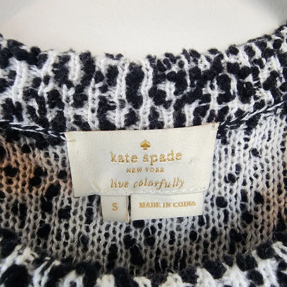Kate Spade New York sz S women knit short sleeve shirt sweater black white